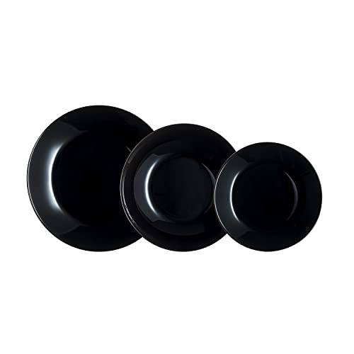 Arcopal Zelie Black Vajilla Vidrio 12 Piezas- 4 Personas Negro
